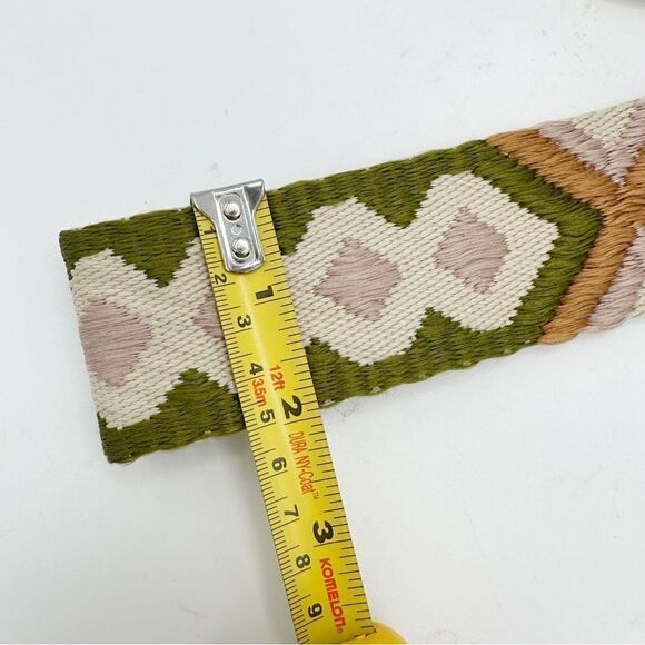 Guitar Strap for Purse Bag Green and Orange Boho Geometric‎ Embroidery - Picture 5 of 7